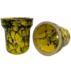 Clay Hookah Bowl Solaris Classic - Eva (Yellow & Black)