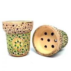 Clay Hookah Bowl Solaris Classic - Moon (White & Green)