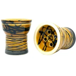 Clay Hookah Bowl Sweet Smoke - New Turkish Glaze (Yellow & Black)