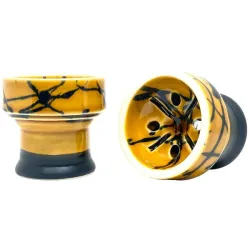 Clay Hookah Bowl Sweet Smoke - Ring Glaze (Yellow & Black)
