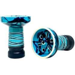 Clay Hookah Bowl Sweet Smoke - Rubicon Glaze  (Blue & Black)