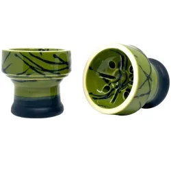 Clay Hookah Bowl Sweet Smoke - Rubicon Glaze  (Green & Black)