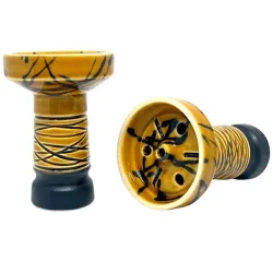 Clay Hookah Bowl Sweet Smoke - Rubicon Glaze (Yellow & Black)