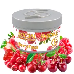 Social Smoke Hookah Tobacco - Berry Punch (Cranberry, Raspberry, Strawberry & Cherry) 100 gr