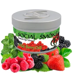Social Smoke Hookah Tobacco - Wild Berry Chill (Blackberry, Strawberry, Raspberry & Mint) 250 gr