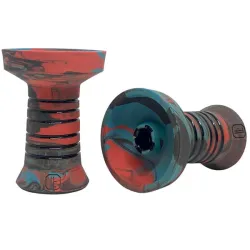 Clay Hookah Bowl Lavart - Caldera Fire Azure Phunnel (Red & Blue)