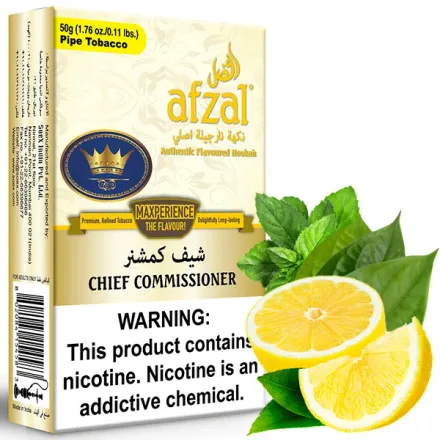 Afzal Hookah Tobacco - Chief Commissioner (Menthol, Betel Leafs & Lemon) 50 gr