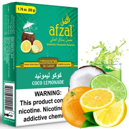 Afzal Hookah Tobacco - Coco Lemonade (Orange, Lime, Lemon & Coconut) 50 gr