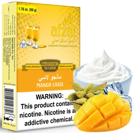 Afzal Hookah Tobacco - Mango Lassi (Cardamom, Yogurt, Mango & Ice) 50 gr Afzal Hookah Tobacco - Mango Lassi (Cardamom, Yogurt, Mango & Ice) 50 gr