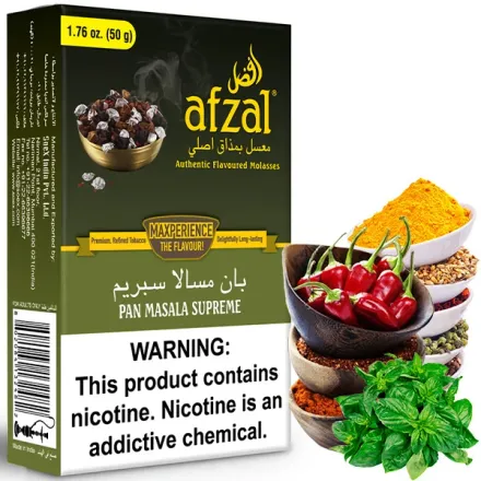 Afzal Hookah Tobacco - Pan Masala Supreme (Spices) 50 gr Afzal Hookah Tobacco - Pan Masala Supreme (Spices) 50 gr