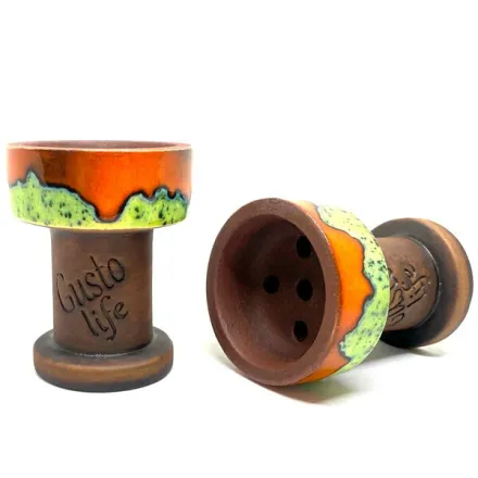 Clay Hookah Bowl Gusto - Rook Classic (Orange & Lime) Clay Hookah Bowl Gusto - Rook Classic (Orange & Lime)