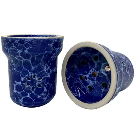 Clay Hookah Bowl Solaris Classic - Eva (Blue & White)