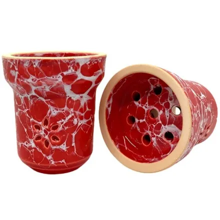 Clay Hookah Bowl Solaris Classic - Eva (Red & White)