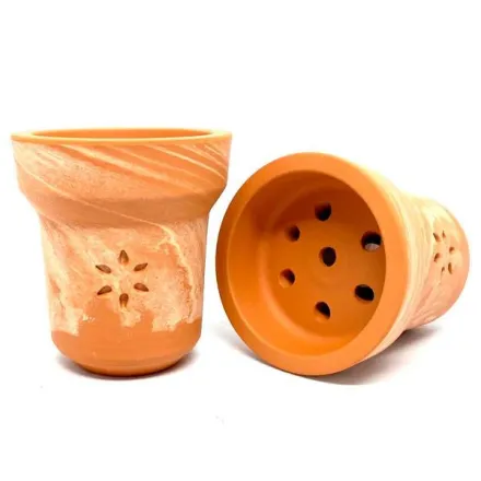 Clay Hookah Bowl Solaris Classic - Jupiter (White & Brown)