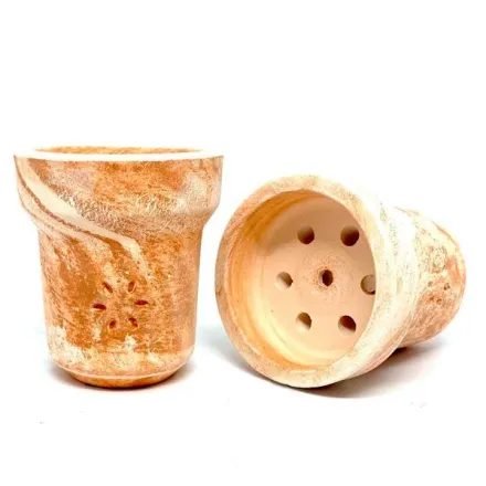 Clay Hookah Bowl Solaris Classic - Titan (White & Brown)