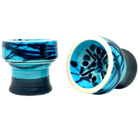 Clay Hookah Bowl Sweet Smoke - Ring Glaze (Blue & Black)