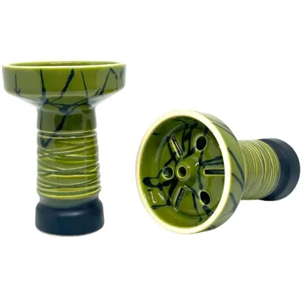 Clay Hookah Bowl Sweet Smoke - Ring Glaze (Green & Black)