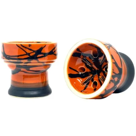 Clay Hookah Bowl Sweet Smoke - Ring Glaze (Orange & Black)