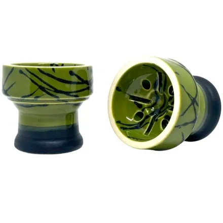 Clay Hookah Bowl Sweet Smoke - Rubicon Glaze  (Green & Black)