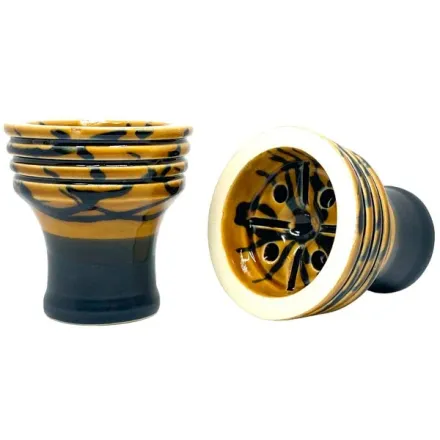 Clay Hookah Bowl Sweet Smoke - Unika Glaze (Yellow & Black)