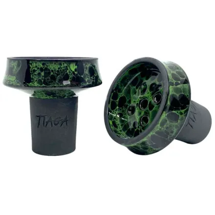 Clay Hookah Bowl Tiaga - Star (Black & Green)