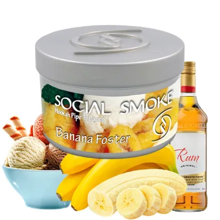 Social Smoke Hookah Tobacco - Banana Foster (Ice Cream, Rum & Banana) 250 gr