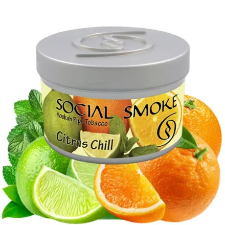 Social Smoke Hookah Tobacco - Citrus Chill (Lime, Orange & Mint) 250 gr