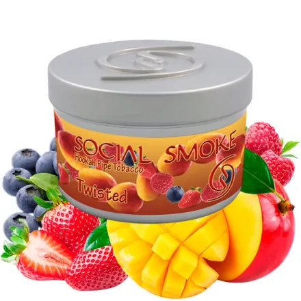 Social Smoke Hookah Tobacco - Twisted (Blueberry, Raspberry, Mango & Straberry) 100 gr