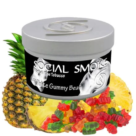 Social Smoke Hookah Tobacco - White Gummy Bear (Pineapple & Jelly Candies) 100 gr Social Smoke Hookah Tobacco - White Gummy Bear (Pineapple & Jelly Candies) 100 gr