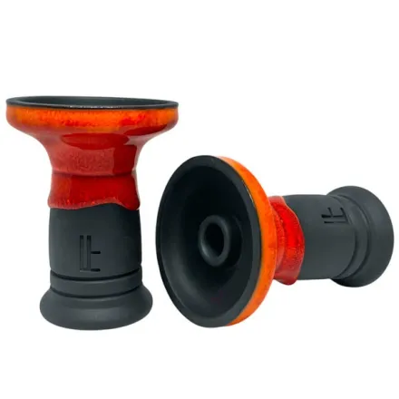Clay Hookah Bowl Lavart - Aurora Flame Phunnel (Black & Red)