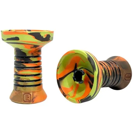 Clay Hookah Bowl Lavart - Caldera Bright Phunnel (Green & Orange)