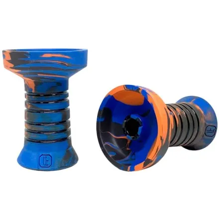 Clay Hookah Bowl Lavart - Caldera Oranight Phunnel (Blue & Orange)