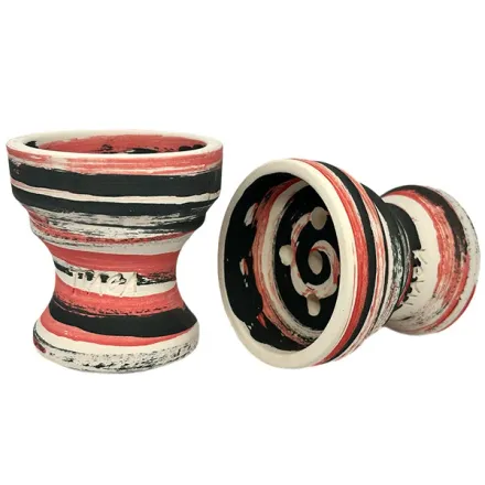 Clay Hookah Bowl Tiaga - Flash (Black & Red)