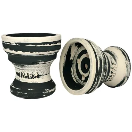 Clay Hookah Bowl Tiaga - Flash (Black & White)