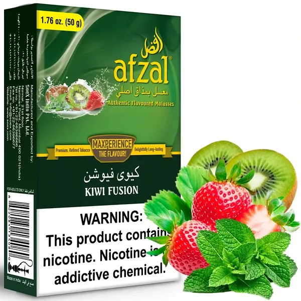 Afzal Hookah Tobacco - Kiwi Fusion (Kiwi, Strawberry & Mint) 50 gr