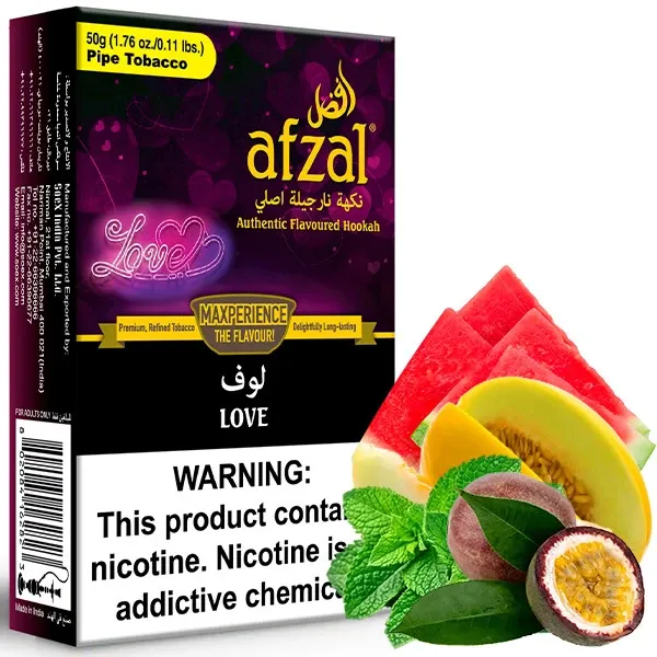 Afzal Hookah Tobacco - Love (Watermelon, Melon, Passionfruit & Mint) 50 gr