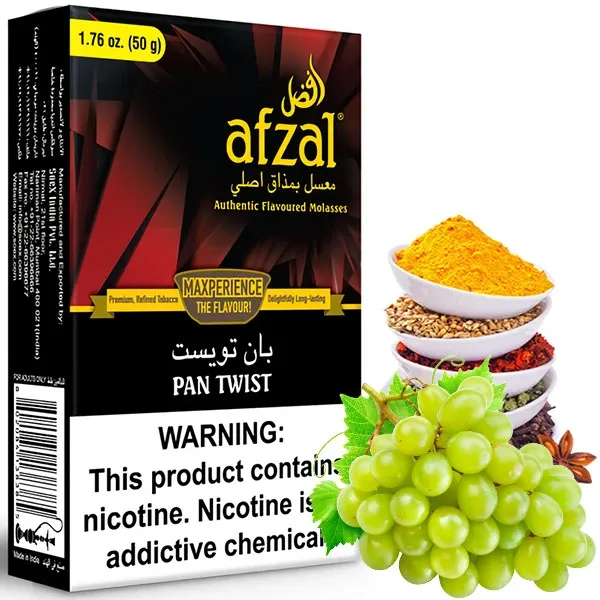 Afzal Hookah Tobacco - Pan Twist (Grape & Spices) 50 gr Afzal Hookah Tobacco - Pan Twist (Grape & Spices) 50 gr