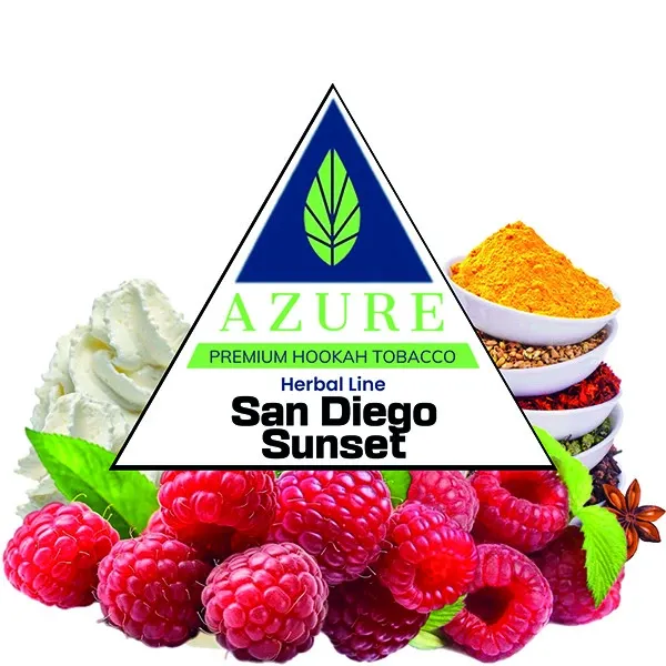 Azure Hookah Tobacco Herbal Line - San Diego Sunset (Raspberry, Spices & Cream) 100 gr