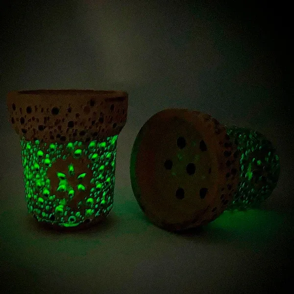 Clay Hookah Bowl Solaris Classic - Moon (White & Green)