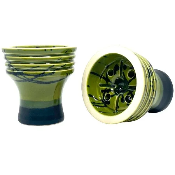 Clay Hookah Bowl Sweet Smoke - Unika Glaze (Green & Black)