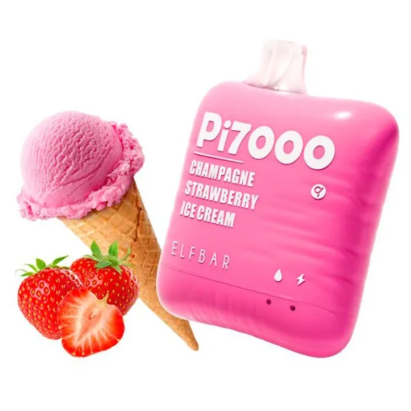 Disposable Pod Elf ​​Bar Pi 7000 Puffs - Champagne Strawbwerry Ice Cream