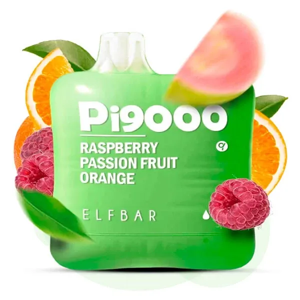 Disposable Pod Elf ​​Bar Pi 9000 Puffs - Raspberry Passion Fruit Orange