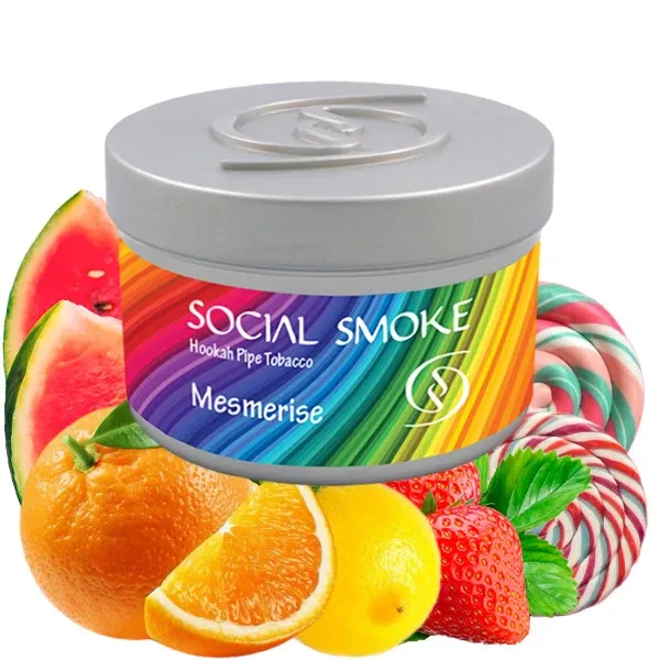 Social Smoke Hookah Tobacco - Mesmerise (Orange, Watermelon, Strawberry, Lemon & Candy) 250 gr