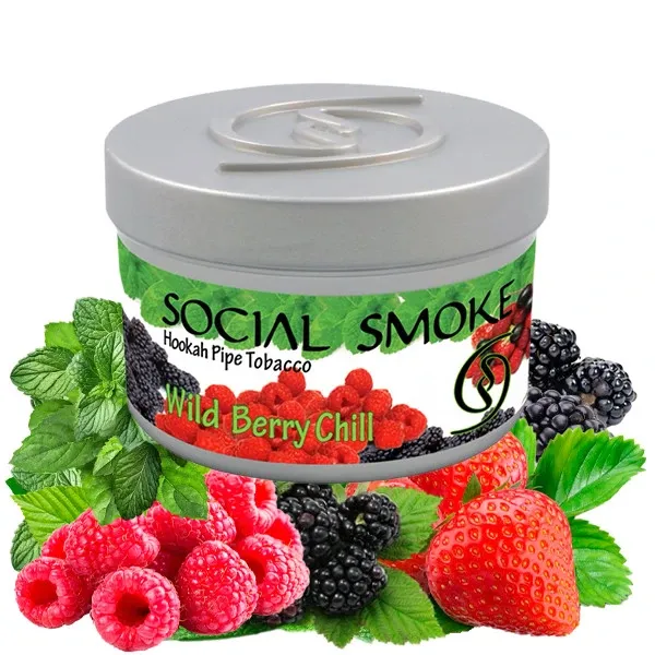 Social Smoke Hookah Tobacco - Wild Berry Chill (Blackberry, Strawberry, Raspberry & Mint) 100 gr