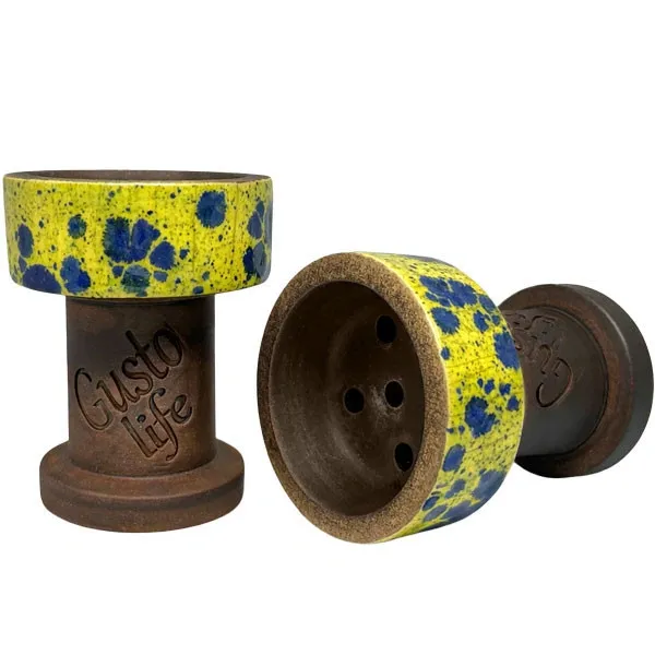 Clay Hookah Bowl Gusto - Rook Classic (Yellow & Blue)
