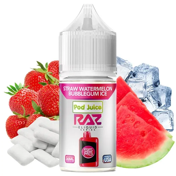 E-Liquid RAZ Pod Juice Salt Nic 5.5% - Straw Watermelon Bubblegum Ice 30 ml