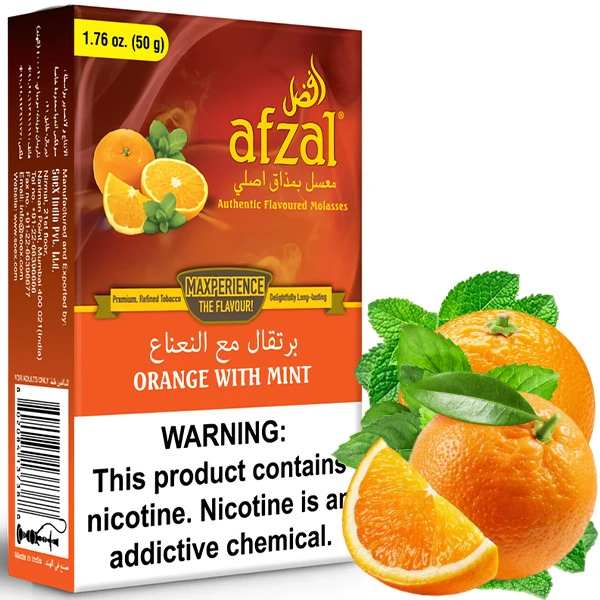 Afzal Hookah Tobacco - Orange with Mint 50 gr