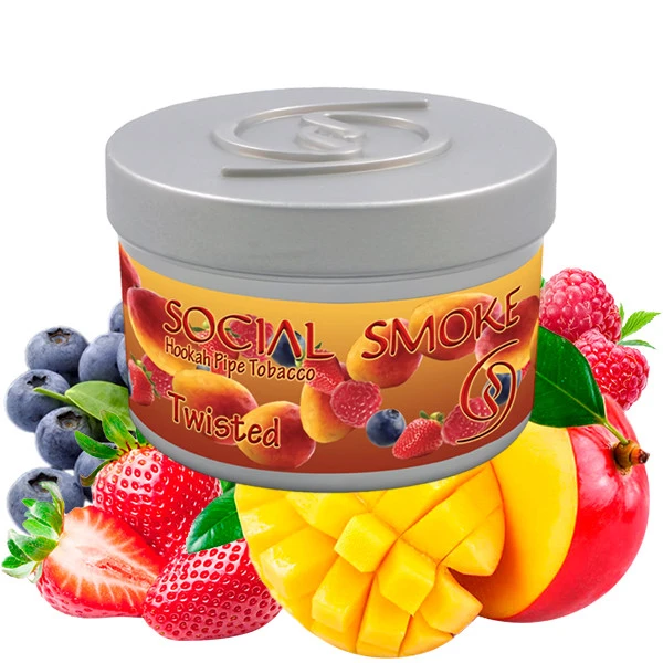 Social Smoke Hookah Tobacco - Twisted (Blueberry, Raspberry, Mango & Straberry) 250 gr