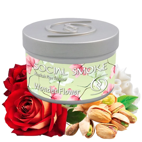 Social Smoke Hookah Tobacco - Wonder Flower (Pistachios, Rose & Cream) 100 gr