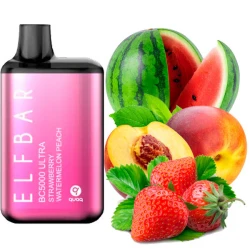 Disposable Pod Elf ​​Bar Ultra BC 5000 Puffs - Strawberry Watermelon Peach
